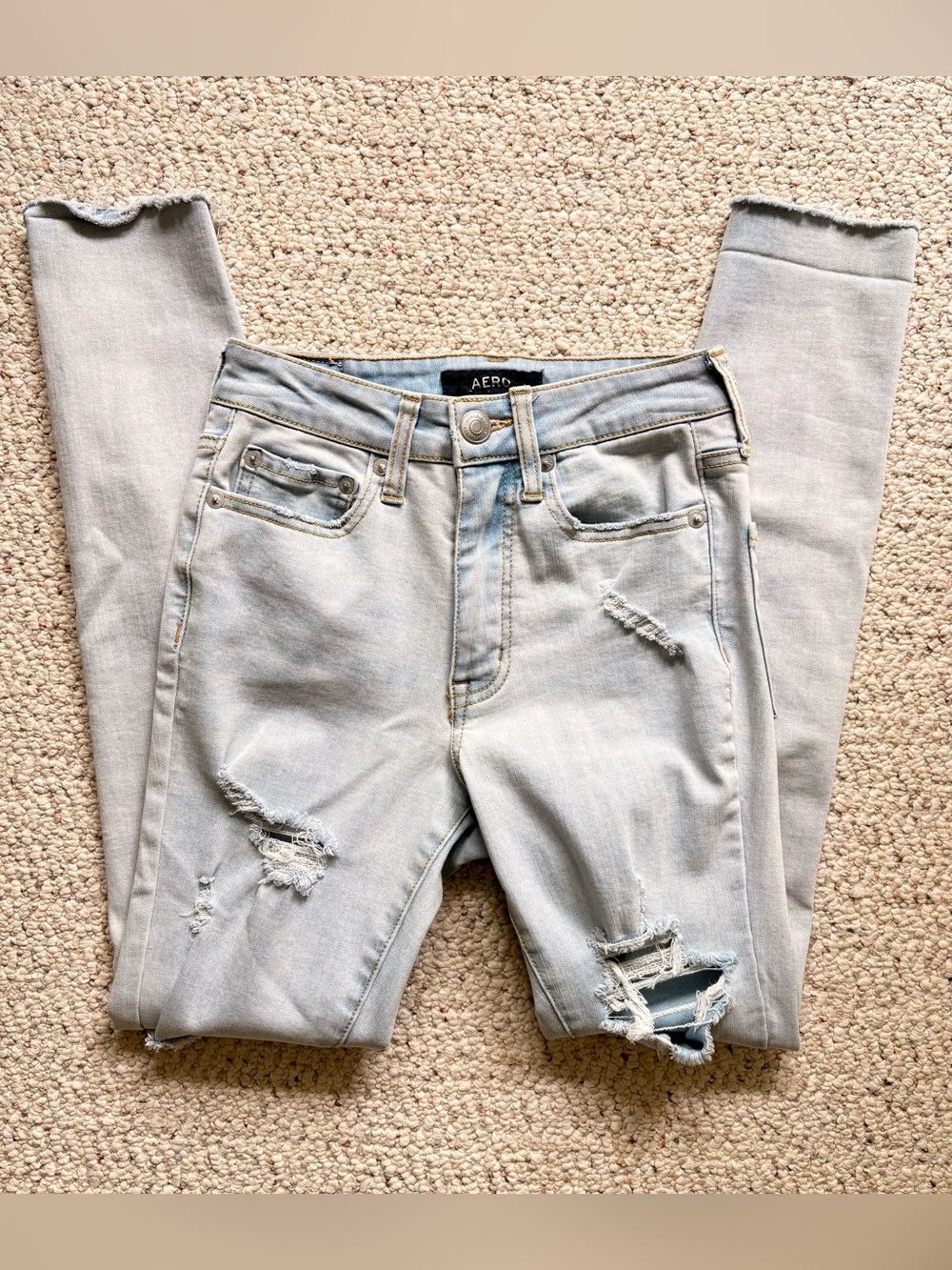 Aeropostale Light Wash Distressed Skinny Jeans